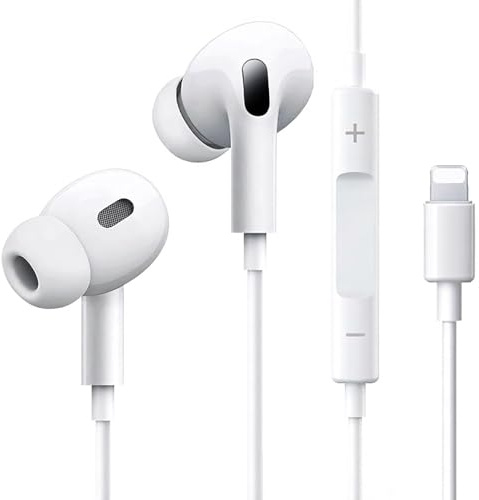 Cuffie per iPhone con cavo【Certificate MFi】Auricolari in-ear per iPhone con microfono e controllo del volume, audio HiFi stereo, cuffie per iPhone 14/13/12/11/X/8 Compatibili con sistema iOS