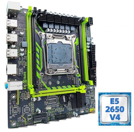 Motherboard Kit set scheda madre Fit For ZSUS X99-8D4 con CPU LGA2011-3 Xeon E5 2650 V4 DDR4 16 GB (1 * 16 GB) 2133 MHZ Memoria RAM NVME M.2 SATA(Motherboard+CPU+RAM)
