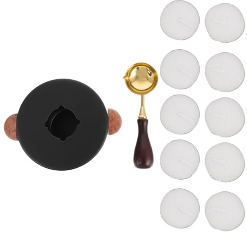 CIMAXIC Kit Scaldacera 12 Pezzi Scaldaceralacca, Cucchiaio da Fusione e Fornace di Legno e Lega per Sciogliere Cera, Semplice e Comodo da Usare