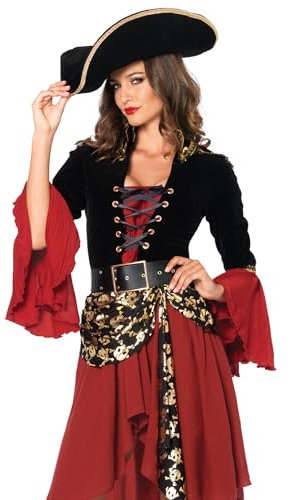 LEG AVENUE 85214 - Cruel Seas Captain Kostüm Set, 2-teilig, Größe M, schwarz/burgundy