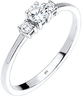 Elli Ring Damen Verlobungsring mit Zirkonia Kristalle in 925 Sterling Silber