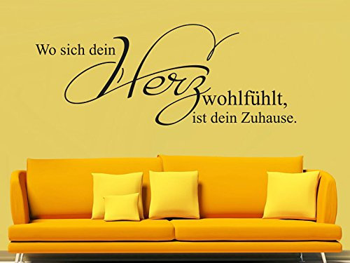 Klebeheld® Wandtattoo Wo Sich Dein Herz wohlfühlt, ist Dein Zuhause. No.2 (Farbe schwarz/Größe 100x39cm)