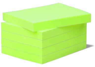 Haftnotizen BIZSTIX® Office -apfel- farbig, 5 Blöcke je 100 Blatt, 100 x 75 mm, 80 g/m² Offset signalgrün
