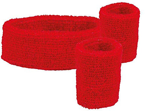 Boland - Schweißbänder, 1 Stirnband und 2 Armbänder, Einheitsgröße, Sport, Accessoire, 80er Jahre, Trainingsanzug, Tennisspieler, Kostüm, Mottoparty, Karneval