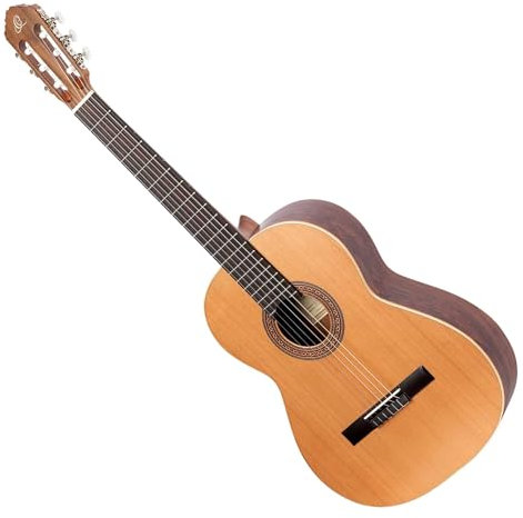 Ortega Guitars R180L Konzertgitarre Custom Made in 4/4 Größe Linkshänder handgefertig in Spanien massive Decke natur im seidenmatten Finish mit hochwertigem Gigbag