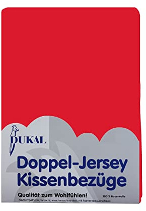Dukal | Kissenbezug 40 x 40 cm | aus hochwertigem DOPPEL-Jersey | 100% Baumwolle | Farbe: rot
