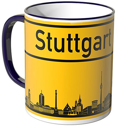WANDKINGS® Tasse, Skyline Stuttgart - LILA