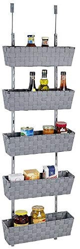 WENKO Türregal Adria 5 Etagen - Einhängeregal, 5 Etagen, pulverbeschichtetes Metall, 42 x 141 x 16 cm, Grau