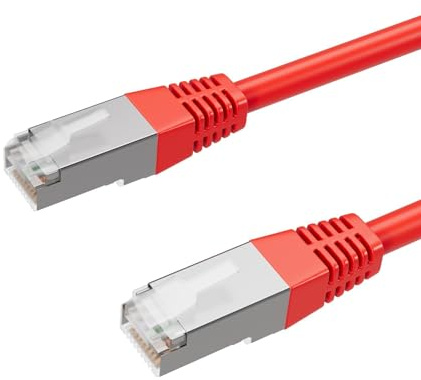 Kabelbude.eu Netzwerkkabel Patchkabel Ethernet LAN Kabel cat 6 S/FTP PIMF Halogenfrei rot 1m RJ45 Stecker