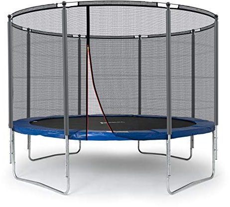 Ampel 24 Trampolin Outdoor Ø 366 cm, GS-Zertifikat, Komplettset mit Randabdeckung und Sicherheitsnetz, 8 gepolsterten Stangen, Belastbarkeit 160 kg