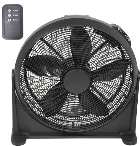 Prem-i-air 20 Inch Powerful Cold Air Cooling High Velocity Floor/Wall Air Circulator Fan with 3 Airflow Speed Settings, Remote With Timer, Low Noise For Use in Homes, Offices, Gyms, Garages.
