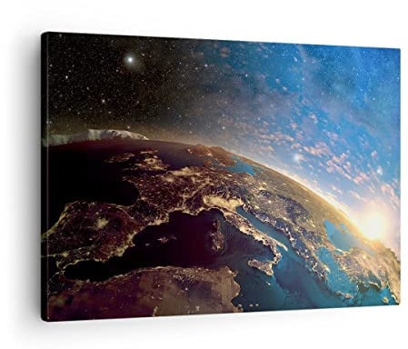 ARTTOR Bilder auf Leinwand 70x50cm Wandbild Weltraum Landschaften - 3809 | Kosmos Erde Klein Wanddekoration Wohnzimmer Schlafzimmer Küche Wanddeko Wand Kunstdruck Wandkunst Wall Decor ARTTOR