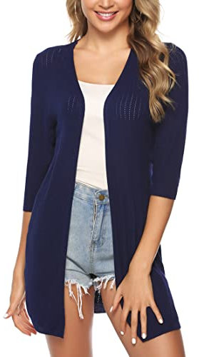 Sykooria Cardigan Donna Lungo Elegante Coprispalle con Manica Lunga Leggero e Traspirante Bolero Lavorato a Maglia per Primavera Estivo Autunno