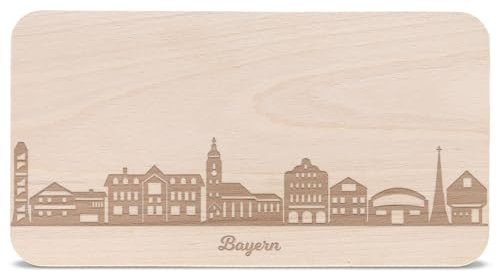 Frühstücksbrettchen Bayern mit Skyline Gravur - Brotzeitbrett & Geschenk für Bayern Stadtverliebte & Fans - ideal auch als Souvenir