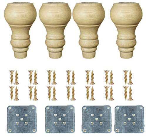 Pieds de meubles Jambes de canapé en bois massif, pieds de rechange pour table de chevet table de chevet table à manger, 12cm 15cm, 4 pièces