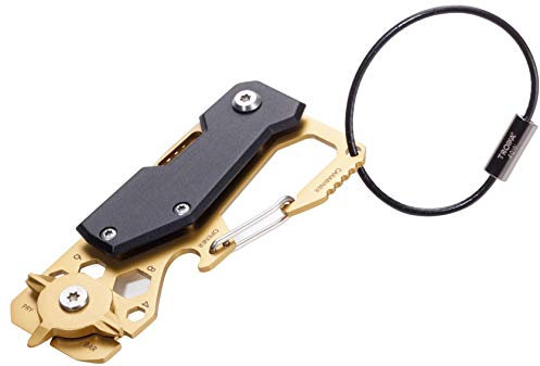 Troika Unisex – Erwachsene Toolinator Mini-Werkzeug, Gold/schwarz, 85 x 39 x 9 mm