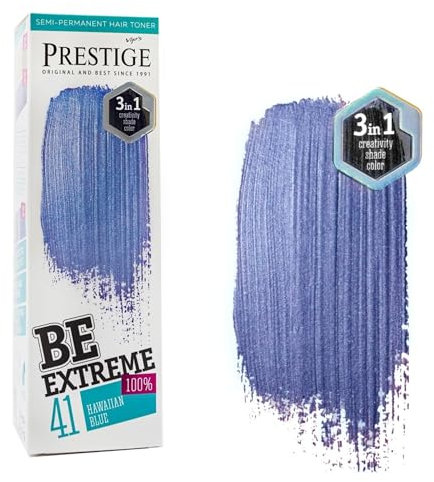Vip's Prestige Be Extreme | Semipermanenter Haartonisierer 41 Hawaiian Blue | Reines Pigment | Verleiht gefärbten oder grauen Haaren Farbe | Temporäres Ergebnis | Ammoniakfrei, Parabenfrei, PPD-frei