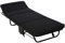 HOMCOM Klappbett 65x184 cm, Erwachsene Gästebett Klappbar mit 6 cm Dicker Schaumstoff, Reisebett mit Metallrahmen, Feldbett mit Rollen und höhenverstellbarem Kopfteil, bis 120 kg belastbar, Schwarz