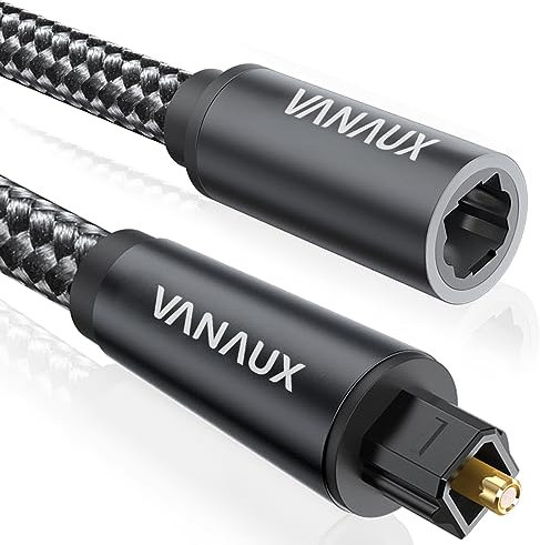 VANAUX Optical Extension Cable Digital Toslink Male to Female S/PDIF Cords Compatible with Home Theater, Sound Bar, TV, PS4, Xbox, PlayStation & More - Black (16.5ft/5m)