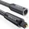 VANAUX Optical Extension Cable Digital Toslink Male to Female S/PDIF Cords Compatible with Home Theater, Sound Bar, TV, PS4, Xbox, PlayStation & More - Black (16.5ft/5m)