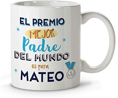 LolaPix Taza Día del Padre. Regalos Personalizados con Nombre y Texto. Tazas con Frases Originales. Capacidad 330ml. Mejor Naranja