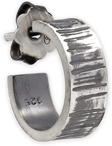 Handmade geschenk für ihn Oxidiert Sterling Silber Huggie Ohrring für Freund Geburtstag Schmuck Ohrring