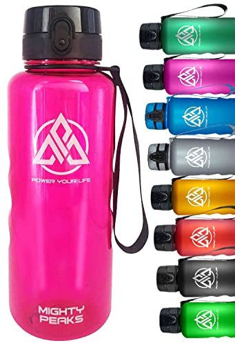 MIGHTY PEAKS Trinkflasche Kinder auslaufsicher-500ml 0,5l Rucksack Fruchteinsatz Fruchtsieb Trinkflasche Kohlensäure geeignet Crystal Clear-Kindergarten Schule Fuchsia Pink