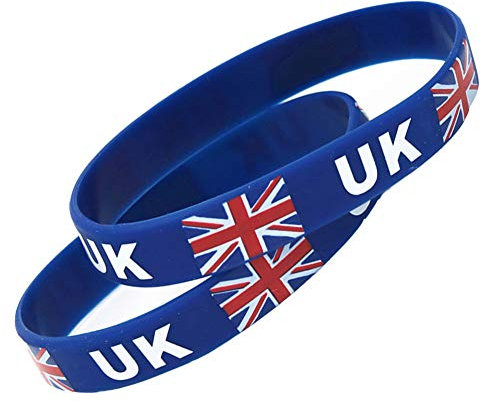 United Kingdom Flag Silicone Bracelet Silicone Nation Wristband National Football Fans Elastic Rubber Bracelets Souvenir Unisex Adult Size Woman Man Teens