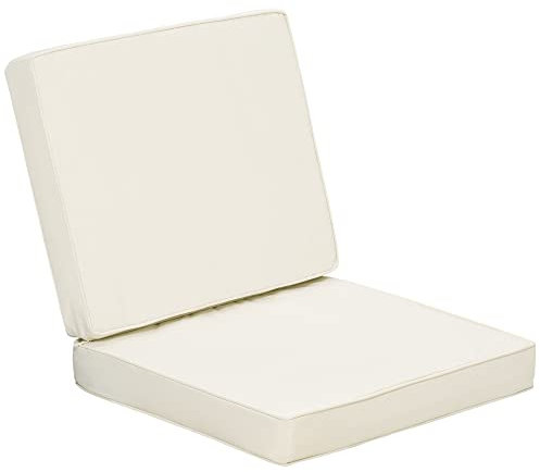 Outsunny Set of 2 Garden Seat and Back Cushion Set, Replacement Cushions for Outdoor Furniture with Seat Cushion and Back Cushion, Cream White