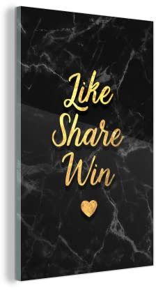 Glasbild Glasfoto Wandbild Bilder Deko 40x60 cm Aktion - Gewinnen - Gold - Murmel
