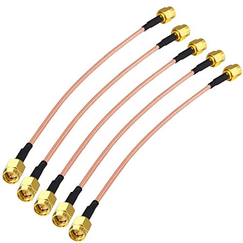 Boobrie Cavo Coassiale RG316 SMA Maschio-Maschio 15cm 50Ω - Kit 5 Pezzi con Connettori Dorati,RoHS - per Prolunga Antenna WiFi, Router 4G/5G, Droni e Sistemi RF