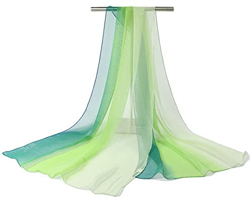 Flybloom Frauen Bauchtanz Schleier Chiffon Tanzen Handschal allmähliche Farbe (dunkles Grasgrün)