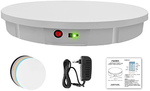 Base Girevole, Aomdom 360 Gradi Espositore Rotante 25KG 25CM Piatto Girevole Elettrico con con Luce LED per Prodotti Visualizza Fotografia Video,White