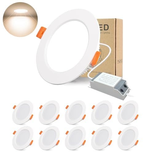 BAGZY LED Spots Einbaustrahler 230V Ultra Flach 5W 10er Set Deckenspots IP44 500lm, Natürliches Weiß 4000K,Ausschnitt 70-80mm, Slim Einbauleuchten für Schlafzimmer Badezimmer Wohnzimmer Küche (Weiß)