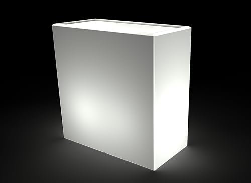 KLORIS Portavaso Fioriera Rettangolare luminosa mod.BLOG cm 30x70 altezza cm 90 con illuminazione LED luce fredda cavo elettrico. 1 pezzo. IP65