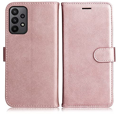 DENDICO Coque pour Galaxy A23 4G / Galaxy A23 5G / Galaxy M23 5G, PU en Cuir Coque Portefeuille Étui Housse, Design Classique TPU Coque pour Samsung Galaxy A23 4G / Galaxy A23 5G, Rose