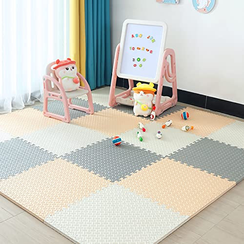 JYHCD Bunte Schaum Spielmatte Mit Rand, 60X60cm Puzzle Bodenmatte- 2Cm Dick Spieleteppich Baby Puzzlematte Fitness Yogamatten Krabbelteppich Für Home Spielzimmer Dekor,M,8Pcs