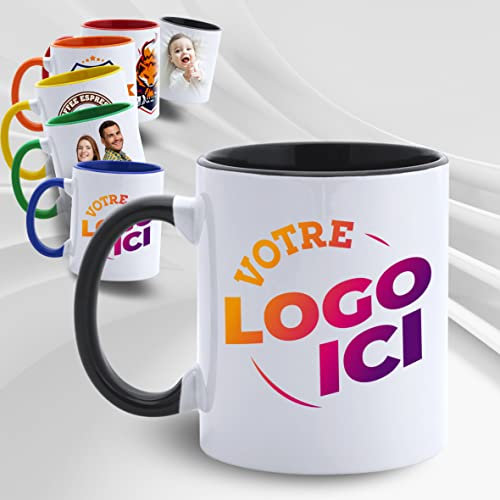 GRAVURE CONCEPT Mug Céramique À Personnaliser - Mug Personnalisable Sublimation 350mL - Idée Cadeau (Mango) (Blanc & Noir)