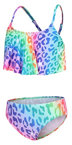 Aisyee Maillot de Bain Fille 2 Pièces Bikini Fille 13-14 Ans Imprimé Léopard