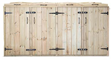 BritishBins Wheelie Bin Enclosure For 3 x 240 Litre Wheelie Bins and 2 Recycling Boxes