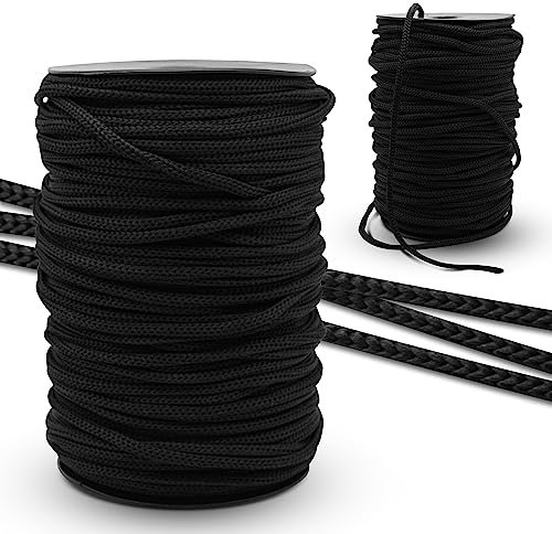 DOJA Barcelona | Rotolo Cordino in Poliammide | Cordino da 100 m | Cordoncino Thai Nero | Diametro 3mm | Corda forte | Cordino per Borse Uncinetto, Lacci Scarpe Sportive, Fili Uncinetto