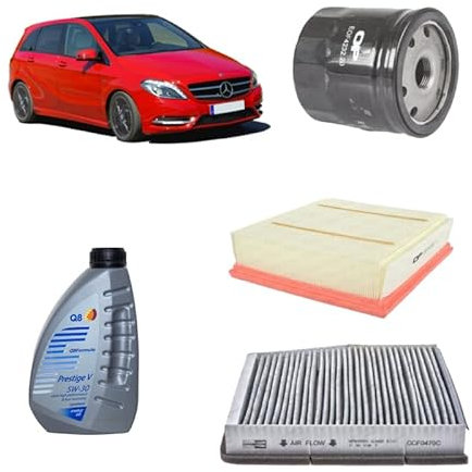 Kit 3 filtri + 5 L olio Q8 5W30 per Classe B W246 W242 gasolio 160CDI 180CDI (2011-2018)