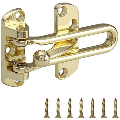 WellMade Swing Bar Door Lock Latch,Door Security Latch for Kids Safety and Home Security, Reinforcement Door Latch Guard Clasp(Bright Brass,1 Pack)