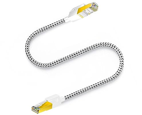 HuLuWa Lan Kabel,netzwerkkabel,Cat7 Ethernet Kabel - 0,5 Meter, Nylon geflochten, RJ45 vergoldeter Stecker für Router, Modem, TV und Laptop
