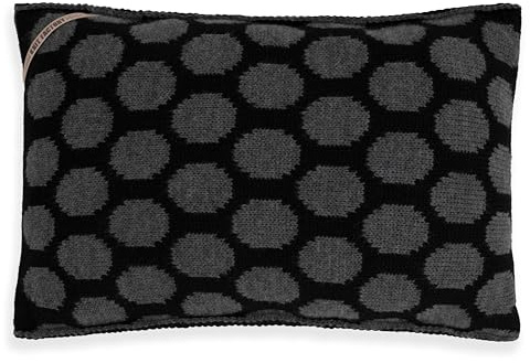 KNIT FACTORY - Cody Zierkissen - Rechteckige Sofa Kissen - Schwarz/Anthrazit - Dekokissen mit Punkt-Muster - Couchkissen 60x40 cm - Kissenbezug mit Füllung und Bezug