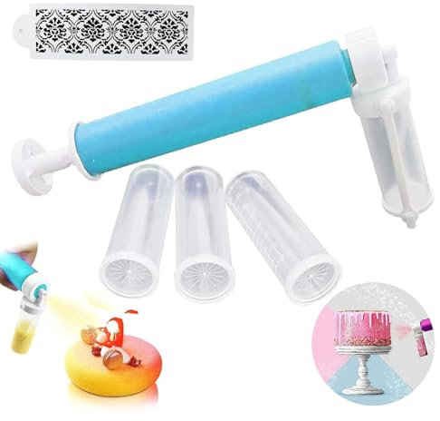 Aerografo per Pasticceria,Aerografo Manuale per Torte,Aerografo Manuale,Pistola a Spruzzo per Torte,con 4 Fiale Trasparenti,Strumenti di Cottura Fai Da Te per Torte per Decorare Torte,Viola (Blu)