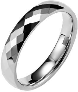 Ring Für Männer, Herren/Damen Hochzeit Ringe Geschliffene Facettenringe Ring 4MM, Silber, Größe 62 (19.7)