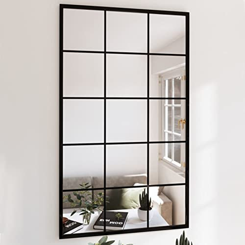 Camerina Espejo de Pared Metal Negro 100x60 cm Espejo Pared Decorativo Espejo Recibidor Espejos De Ventana