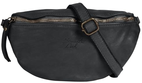 Samantha Look Crossover Bag Echt Leder Damen Made in Italy, Vintage Gürteltasche