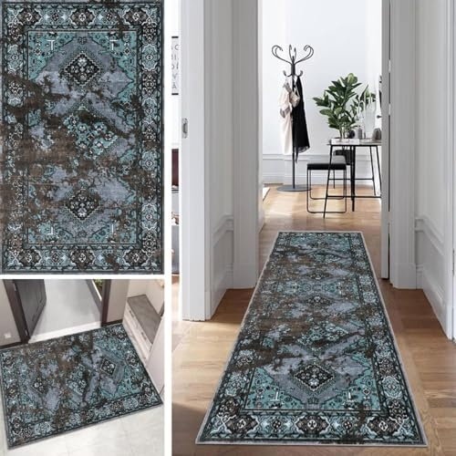 Mogetal Boho Läufer Flur Lang Küche Schlafzimmer rutschfest Waschbar 70x140cm Bunt Vintage Teppich Läufer Dauerhaft Läuferteppich KüchenLäufer Korridor Anpassbar Meterware